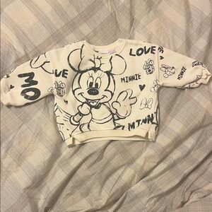 Zara Cream and Black Minnie Mouse Kids Sweatshirt